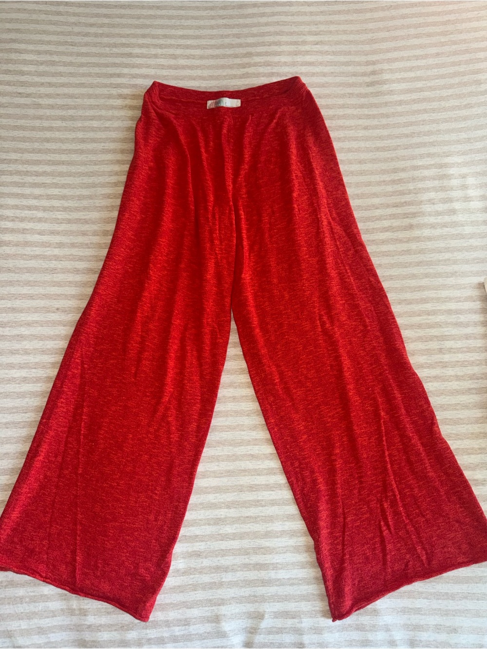 Free People Wide-Leg Red Knit Lounge Pants